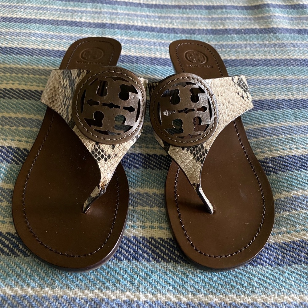 Tory Burch snakeskin sandals- never worn